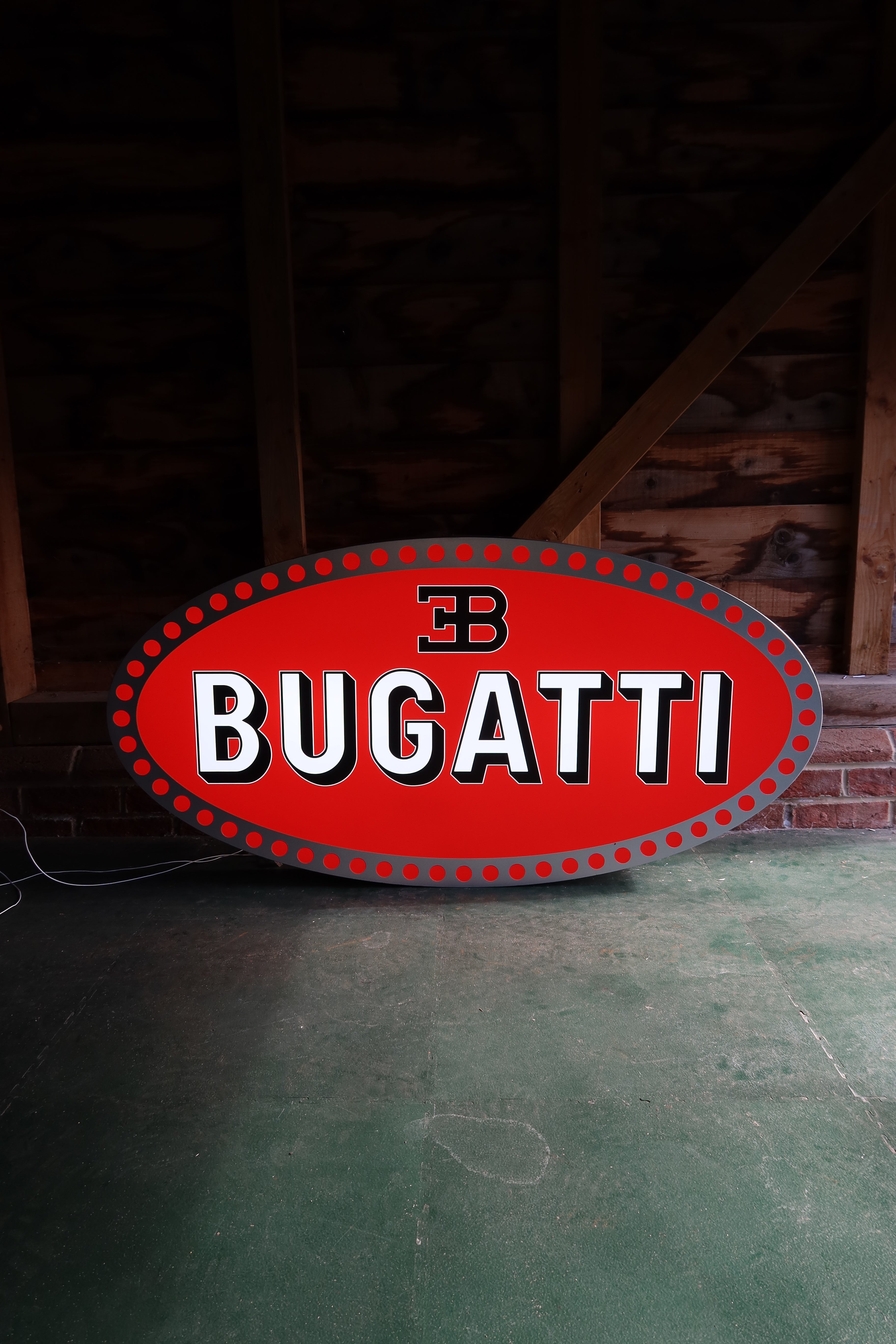 Illuminated Bugatti Showroom Sign